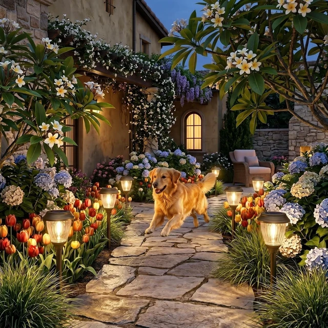 Alt view image 2 of 7 - XMCOSY+ Solar Pathway Lights Outdoor 6 Pack, 2 Lighting Modes Garden Lights
