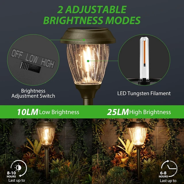 Alt view image 4 of 7 - XMCOSY+ Solar Pathway Lights Outdoor 6 Pack, 2 Lighting Modes Garden Lights