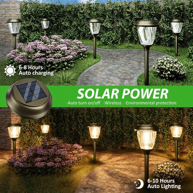 Alt view image 5 of 7 - XMCOSY+ Solar Pathway Lights Outdoor 6 Pack, 2 Lighting Modes Garden Lights