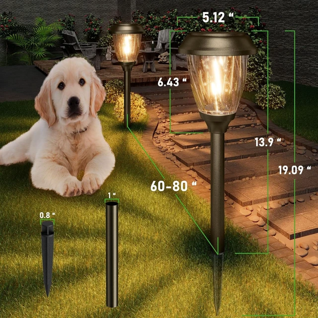 Alt view image 7 of 7 - XMCOSY+ Solar Pathway Lights Outdoor 6 Pack, 2 Lighting Modes Garden Lights