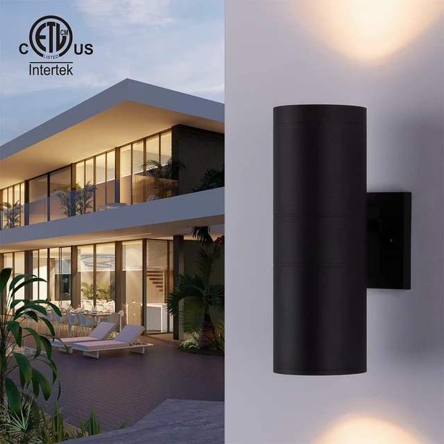 Alt view image 2 of 7 - mirrea Modern Outdoor Porch Light Patio Light in 2 Lights Dusk to Dawn Photocell Sensor with Matte Black Aluminum Cylinder and Tempered Glass Cover Waterproof Wall Sconce 2 Pack