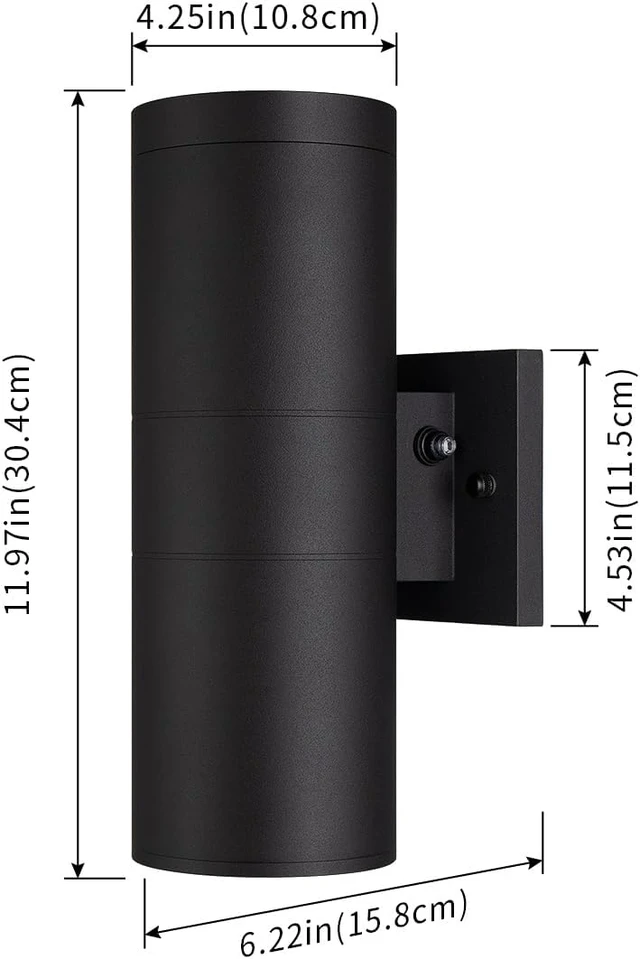 Alt view image 3 of 7 - mirrea Modern Outdoor Porch Light Patio Light in 2 Lights Dusk to Dawn Photocell Sensor with Matte Black Aluminum Cylinder and Tempered Glass Cover Waterproof Wall Sconce 2 Pack