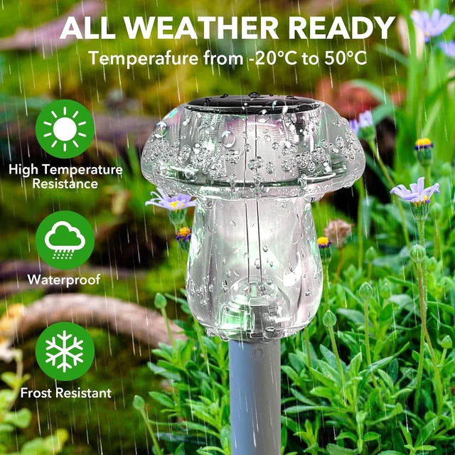 Alt view image 5 of 6 - Benany Solar Lights Outdoor, 8 Pack Mushroom Lights Outside Waterproof, Solar Powered LED Lighting for Garden, Yard, Landscape, Path, Pathway, Lawn, Walkway, Driveway, Backyard Decor (Warm White)