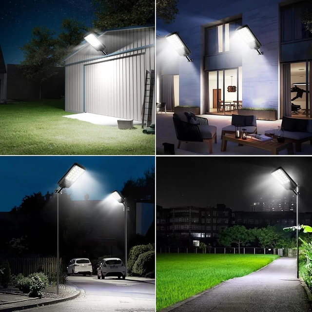Alt view image 7 of 7 - Solar Street Lights Outdoor, 21000LM 6500K Motion Sensor Solar Lights Waterproof, Dusk to Dawn Solar-Powered Flood Lights with Remote, Commercial Area Lighting for Parking Lot Driveway Garage, 2-Pack