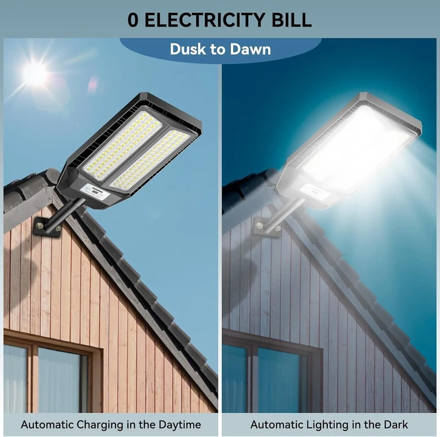 Alt view image 2 of 7 - VOOJOY 5000W Solar Street Lights Outdoor, 7000K Solar Light Outdoor, 2 Pack