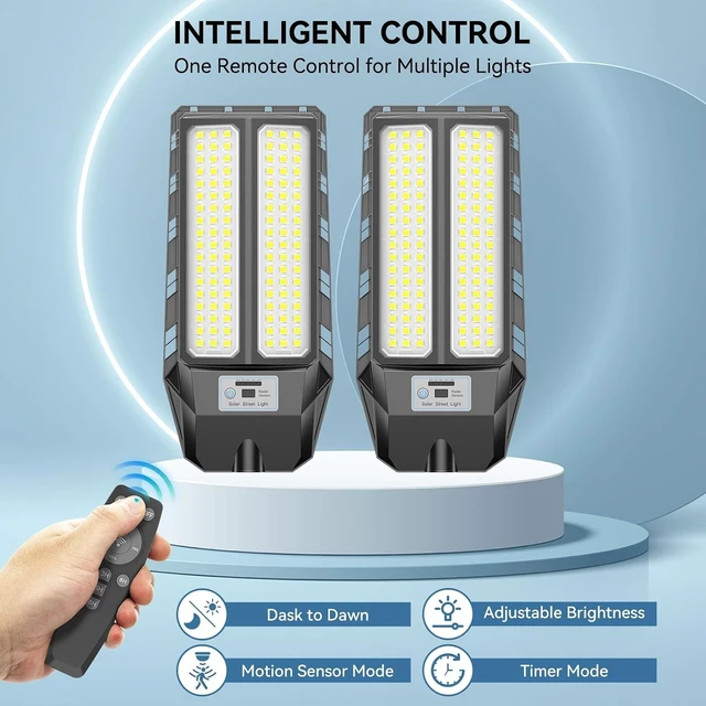 Alt view image 7 of 7 - VOOJOY 5000W Solar Street Lights Outdoor, 7000K Solar Light Outdoor, 2 Pack