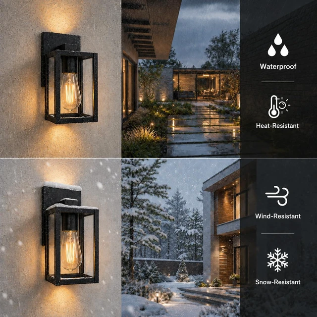 Alt view image 6 of 7 - wowlite Outdoor Porch Lights, Heavy-Duty Aluminum Wall Lanterns, 2 Pack