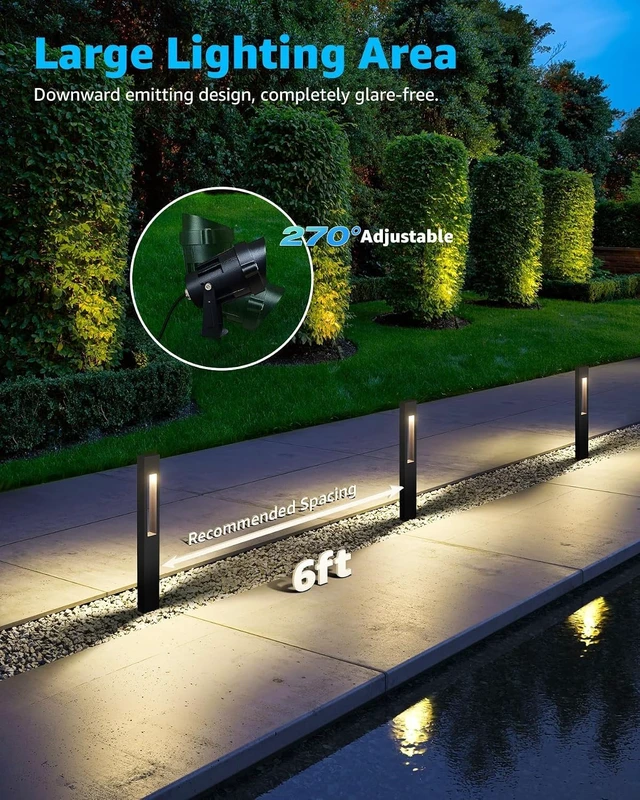 Alt view image 4 of 7 - SUNVIE 12-Pack Low Voltage Pathway Lights Wired with Spotlights LED Outdoor Landscape Lighting Kit for Path, Garden, Yard, Patio, Cast-Aluminum, IP65 Waterproof, 12-24V AC/DC, 3000K Warm White, Black