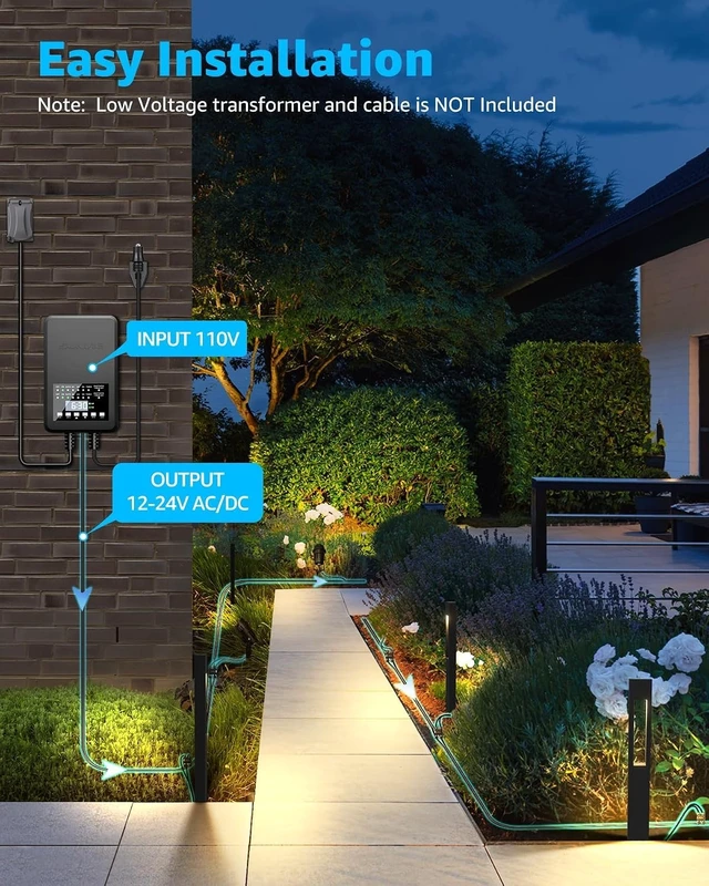 Alt view image 5 of 7 - SUNVIE 12-Pack Low Voltage Pathway Lights Wired with Spotlights LED Outdoor Landscape Lighting Kit for Path, Garden, Yard, Patio, Cast-Aluminum, IP65 Waterproof, 12-24V AC/DC, 3000K Warm White, Black