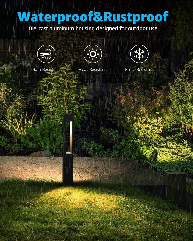 Alt view image 3 of 7 - SUNVIE 12-Pack Low Voltage Pathway Lights Wired with Spotlights LED Outdoor Landscape Lighting Kit for Path, Garden, Yard, Patio, Cast-Aluminum, IP65 Waterproof, 12-24V AC/DC, 3000K Warm White, Black