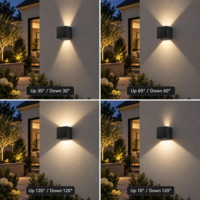 Alt view image 3 of 7 - 15W Outdoor Wall Lights 3CCT Adjustable,Up and Down Wall Sconce 4 Pack
