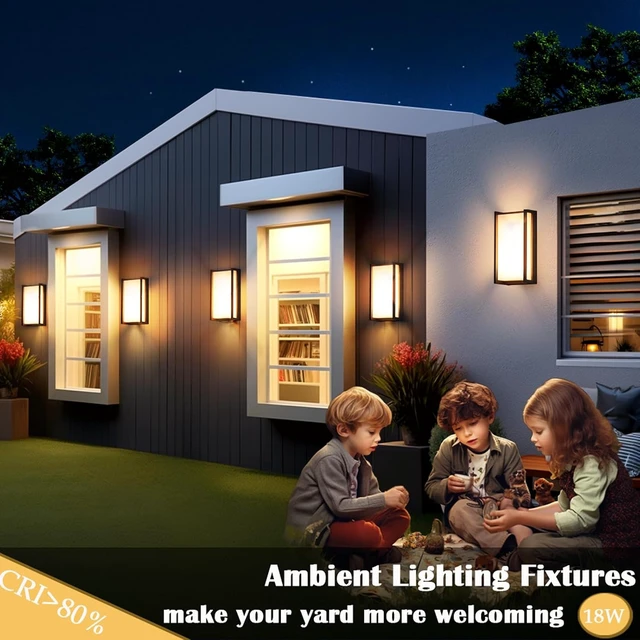 Alt view image 4 of 7 - iYogaled 3CCT Modern Outdoor Wall Light Fixtures, 18W LED Front Porch Light