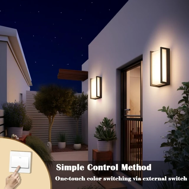 Alt view image 6 of 7 - iYogaled 3CCT Modern Outdoor Wall Light Fixtures, 18W LED Front Porch Light
