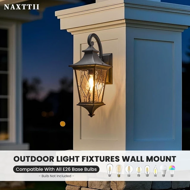 Alt view image 2 of 6 - Porch Lights Outdoor Exterior Lighting Fixtures 21 Inch Large-Sized Black Outdoor Sconce for Front House Garage and Entryway Downwards Installation