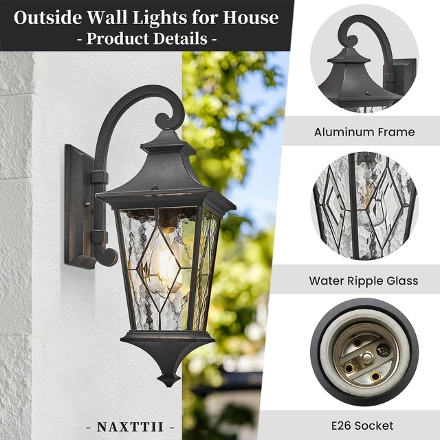 Alt view image 3 of 6 - Porch Lights Outdoor Exterior Lighting Fixtures 21 Inch Large-Sized Black Outdoor Sconce for Front House Garage and Entryway Downwards Installation