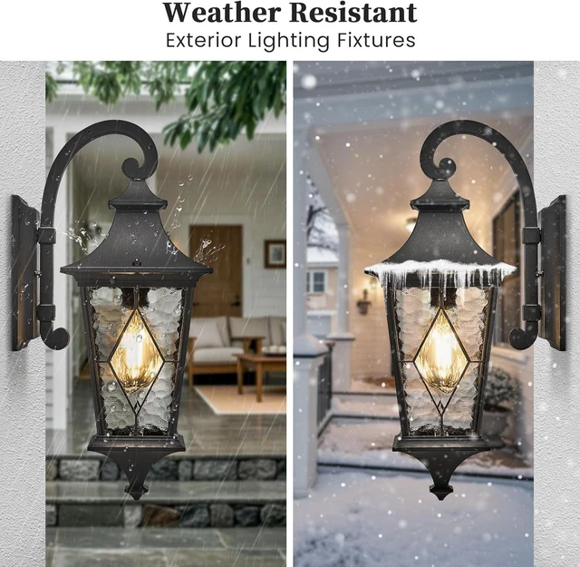 Alt view image 4 of 6 - Porch Lights Outdoor Exterior Lighting Fixtures 21 Inch Large-Sized Black Outdoor Sconce for Front House Garage and Entryway Downwards Installation