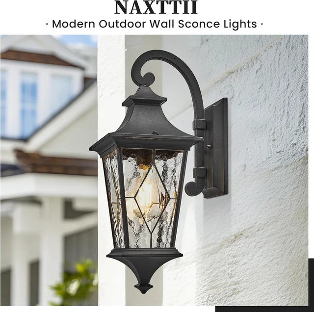Alt view image 6 of 6 - Porch Lights Outdoor Exterior Lighting Fixtures 21 Inch Large-Sized Black Outdoor Sconce for Front House Garage and Entryway Downwards Installation