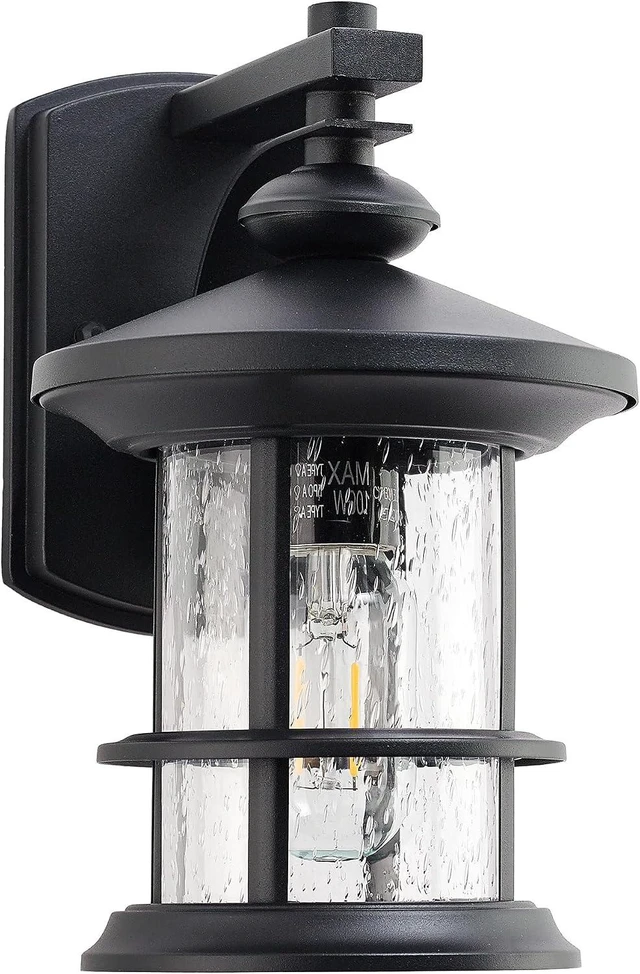 Main image of MICSIU 100W Max Modern Industrial Textured Black Outdoor Wall Light 1 Pack