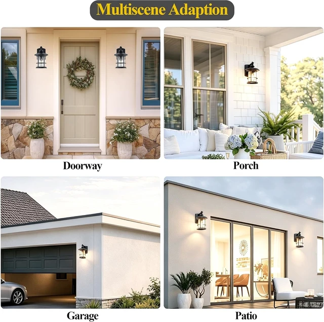 Alt view image 6 of 6 - MICSIU 100W Max Modern Industrial Textured Black Outdoor Wall Light 1 Pack