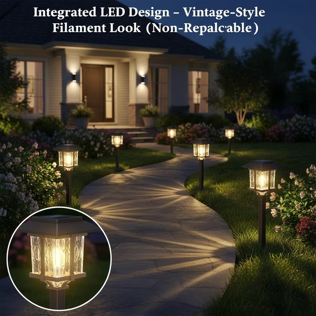 Alt view image 3 of 7 - XMCOSY+ Solar Outdoor Lights Waterproof 6 Pack, 2-Tone Solar Garden Lights
