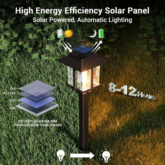 Alt view image 4 of 7 - XMCOSY+ Solar Outdoor Lights Waterproof 6 Pack, 2-Tone Solar Garden Lights