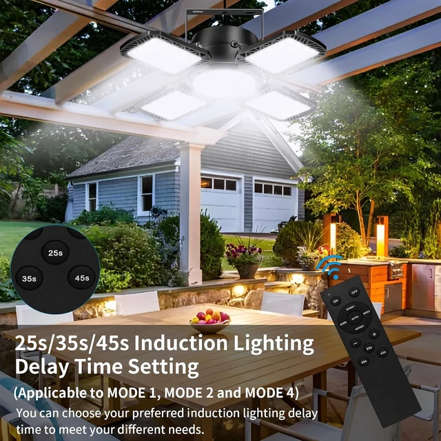 Alt view image 7 of 7 - Solar Shed Light Outdoor Indoor, 176LED Solar Powered Motion Sensor Pendant Light Daytime Available, Solar Indoor Lights with 5 Lighting Modes & Remote for Shed Gazebo Barn Garage Home