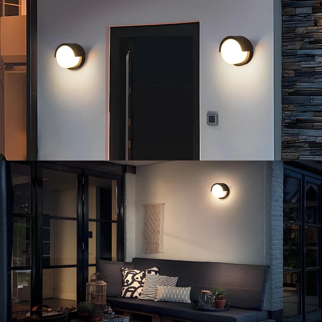 Alt view image 4 of 6 - Aiwewin Round Outdoor Sconce Lights, Low Profile Outdoor Porch Lighting, Modern Light Fixtures, 12W 3200K for Patio, Deck(6.7 Inch)