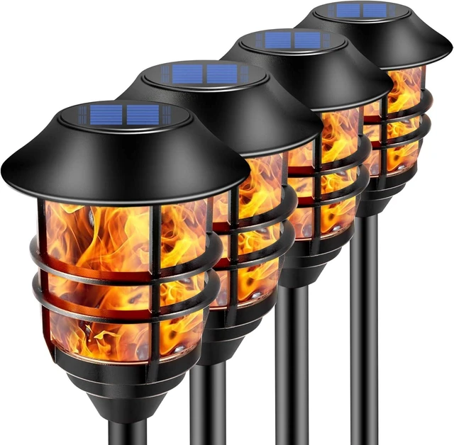 Main image of ZOOHAR Solar Outdoor Lights,Extra-Tall Solar Torches with Flickering Flame 4-Pack Waterproof Garden Lights,Stainless Steel Pathway Lighting Garden Decor, Yard Decorations Outdoor Auto On/Off