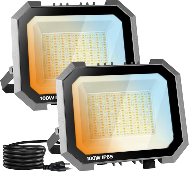 Main image of Leddictive 2 Pack 100W LED Flood Lights Outdoor, 3CCT Outside Work Light