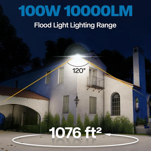 Alt view image 6 of 7 - Leddictive 2 Pack 100W LED Flood Lights Outdoor, 3CCT Outside Work Light