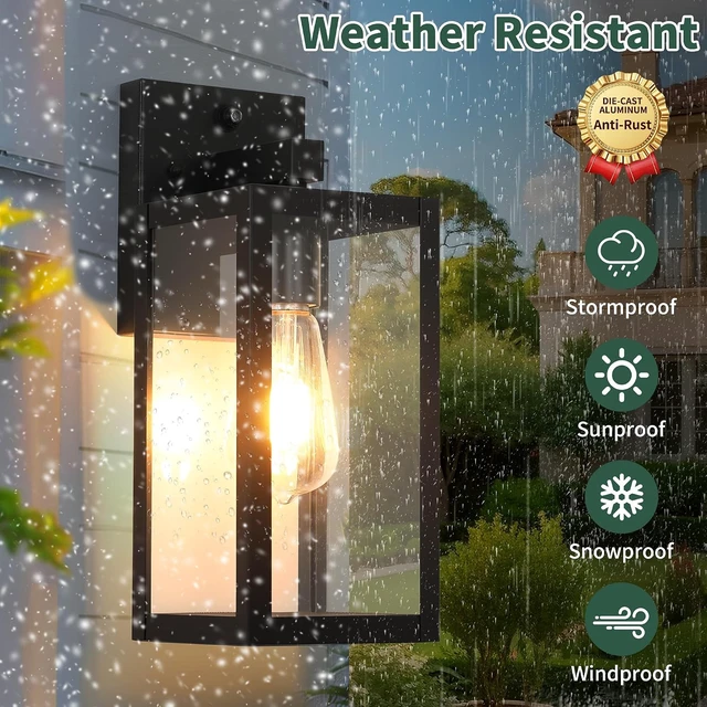 Alt view image 5 of 7 - Dawn to Dusk Outdoor Sensor Light Fixture Waterproof Porch Lights Anti-Rust Exterior Wall Lighting Outdoor Wall Lantern for Patio Front Door Garage House