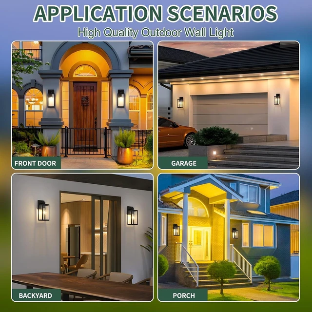 Alt view image 7 of 7 - Dawn to Dusk Outdoor Sensor Light Fixture Waterproof Porch Lights Anti-Rust Exterior Wall Lighting Outdoor Wall Lantern for Patio Front Door Garage House