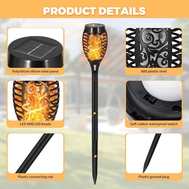 Alt view image 3 of 7 - 8 Pack Solar Pathway Lights Outdoor, Solar Torches Lights Christmas Decor