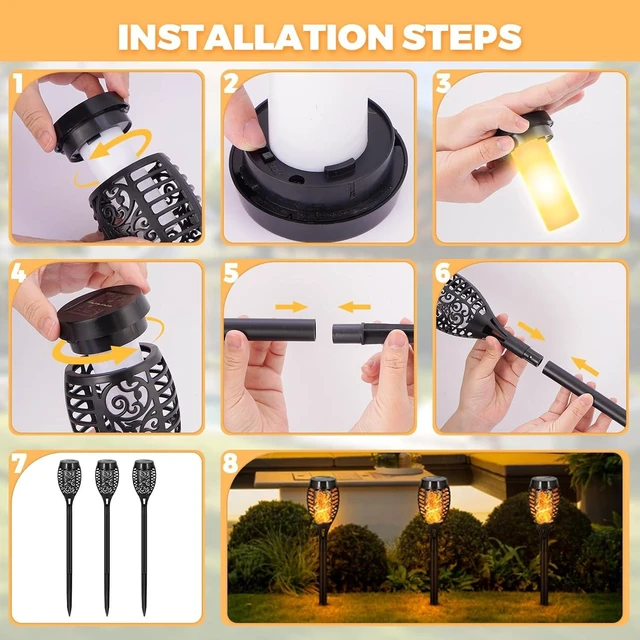Alt view image 4 of 7 - 8 Pack Solar Pathway Lights Outdoor, Solar Torches Lights Christmas Decor