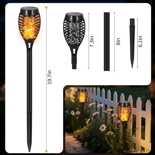 Alt view image 5 of 7 - 8 Pack Solar Pathway Lights Outdoor, Solar Torches Lights Christmas Decor