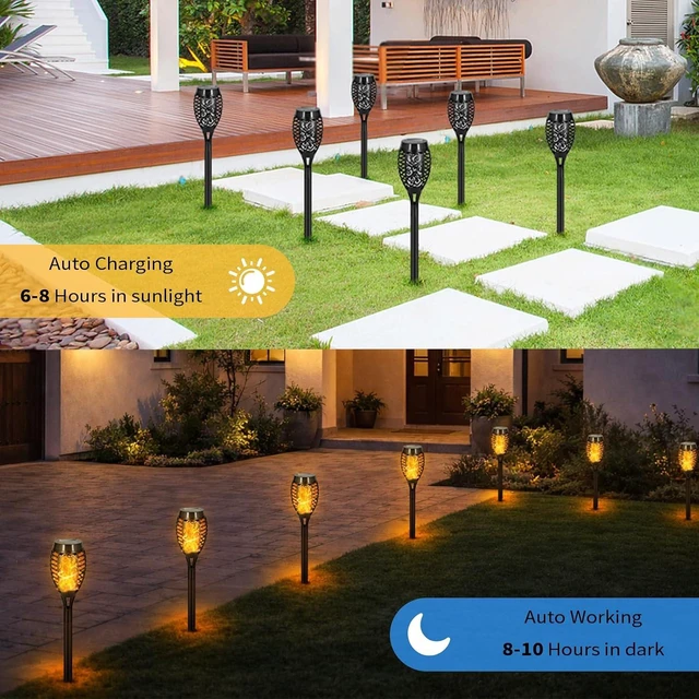 Alt view image 6 of 7 - 8 Pack Solar Pathway Lights Outdoor, Solar Torches Lights Christmas Decor