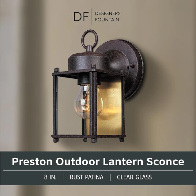 Alt view image 2 of 6 - Designers Fountain 1161-RP Porch Outdoor Wall Lantern Sconce, 8in H, Rust Patina