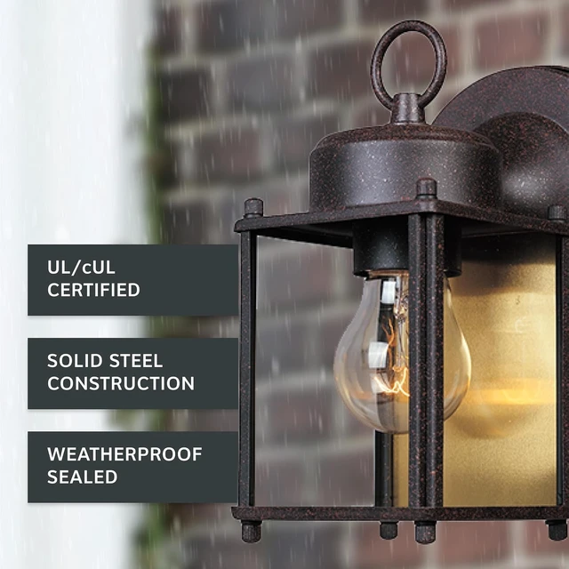 Alt view image 3 of 6 - Designers Fountain 1161-RP Porch Outdoor Wall Lantern Sconce, 8in H, Rust Patina
