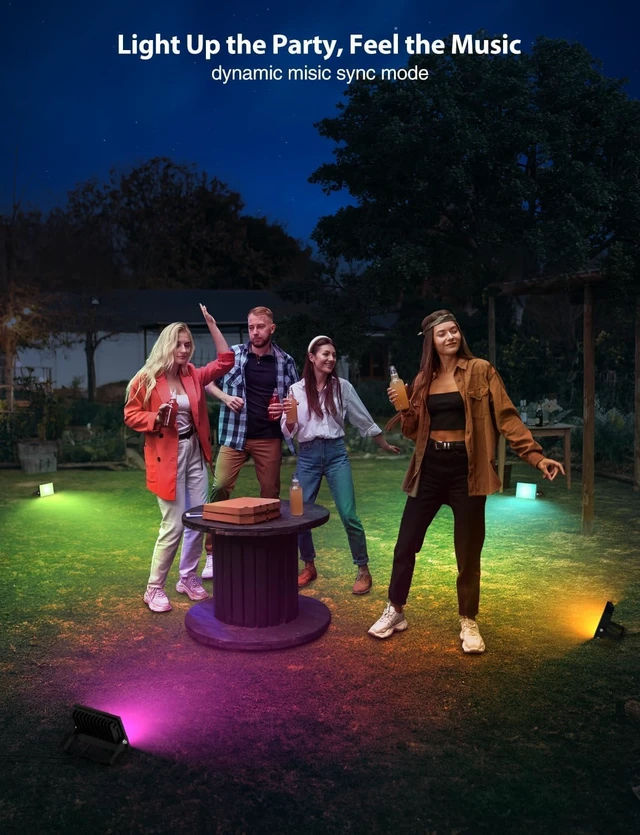 Alt view image 7 of 7 - Onforu RGB LED Flood Light Outdoor 25W, 250W Equiv Halloween Stage Lighting