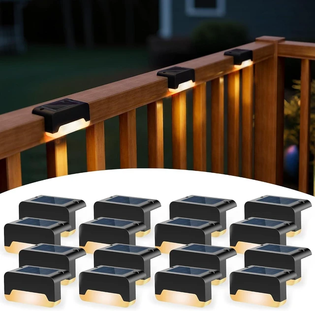 Main image of SOLPEX Solar Deck Lights, Solar Step Lights for Outside Waterproof Led Stair Light for Outdoor Fence, Balcony, Patio, Railing, Front Porch, Yard and Pathway(16pack Warm White)