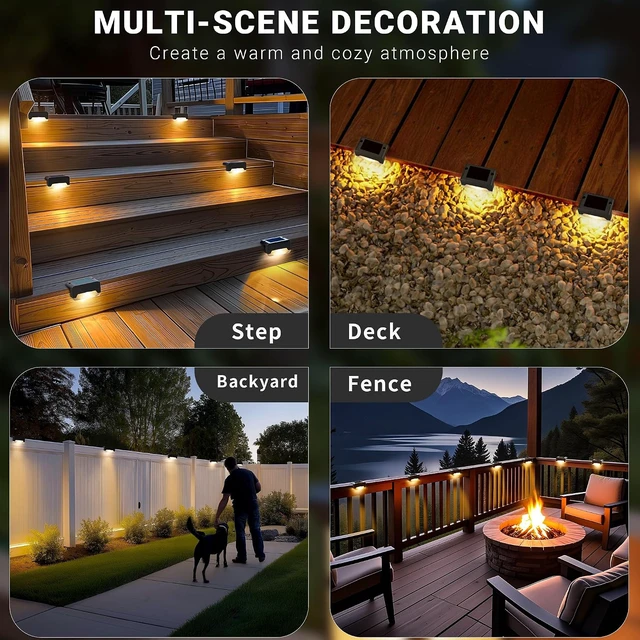 Alt view image 2 of 6 - SOLPEX Solar Deck Lights, Solar Step Lights for Outside Waterproof Led Stair Light for Outdoor Fence, Balcony, Patio, Railing, Front Porch, Yard and Pathway(16pack Warm White)
