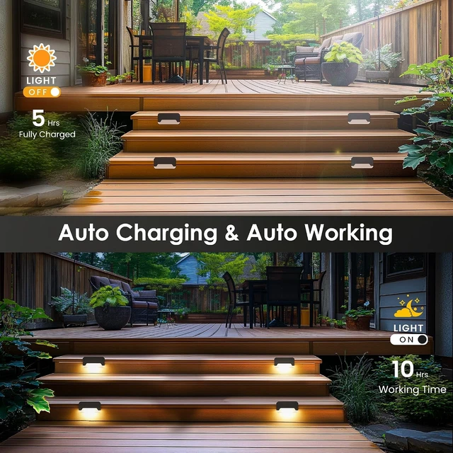 Alt view image 4 of 6 - SOLPEX Solar Deck Lights, Solar Step Lights for Outside Waterproof Led Stair Light for Outdoor Fence, Balcony, Patio, Railing, Front Porch, Yard and Pathway(16pack Warm White)