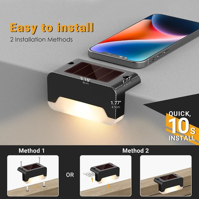 Alt view image 5 of 6 - SOLPEX Solar Deck Lights, Solar Step Lights for Outside Waterproof Led Stair Light for Outdoor Fence, Balcony, Patio, Railing, Front Porch, Yard and Pathway(16pack Warm White)