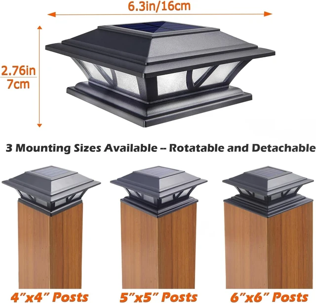 Alt view image 3 of 6 - SIEDiNLAR Solar Post Lights Outdoor 2 Modes LED, 2 Pack Black (Warm/White)