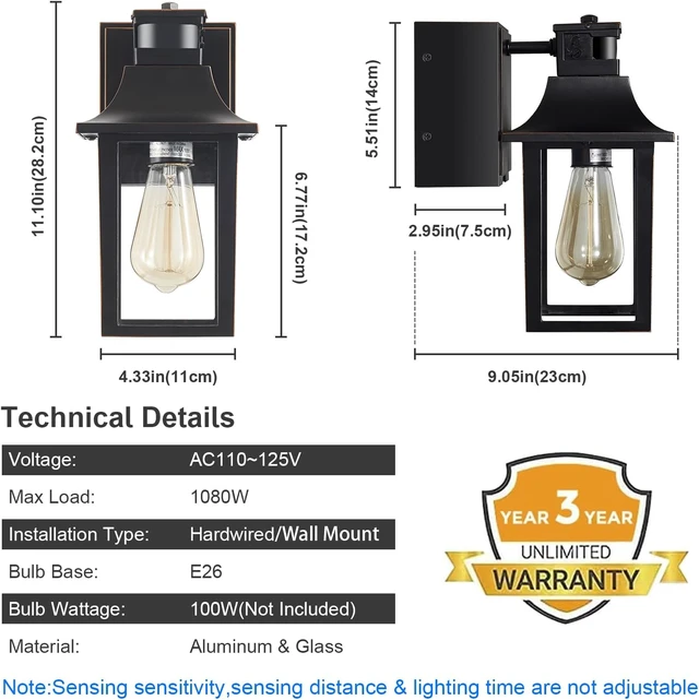 Alt view image 2 of 7 - Porch Lights with GFCI Outlet,Dusk to Dawn Motion Sensor Outdoor Lights