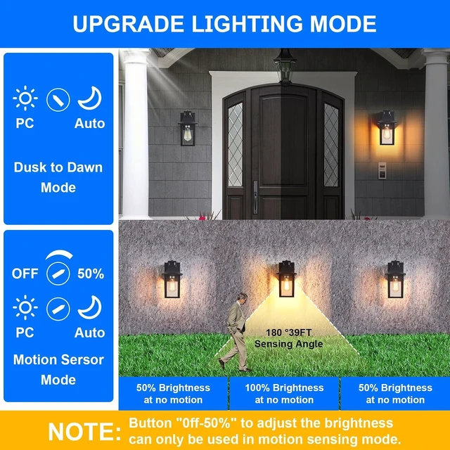 Alt view image 4 of 7 - Porch Lights with GFCI Outlet,Dusk to Dawn Motion Sensor Outdoor Lights