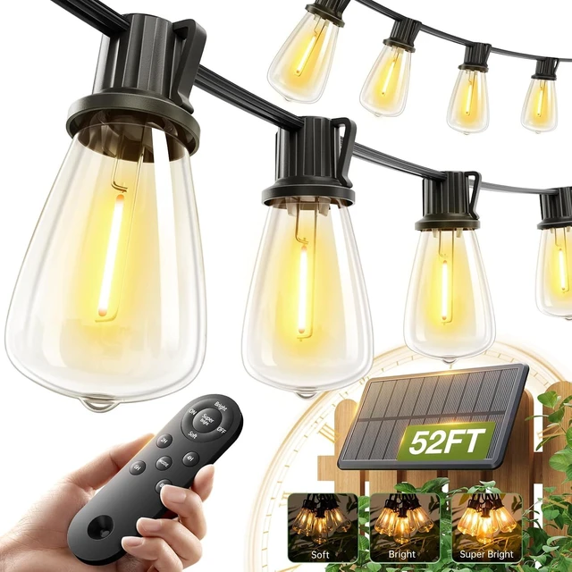 Main image of addlon 52FT(48+4) Solar String Lights Outdoor, Waterproof Dimmable 16+1 LED