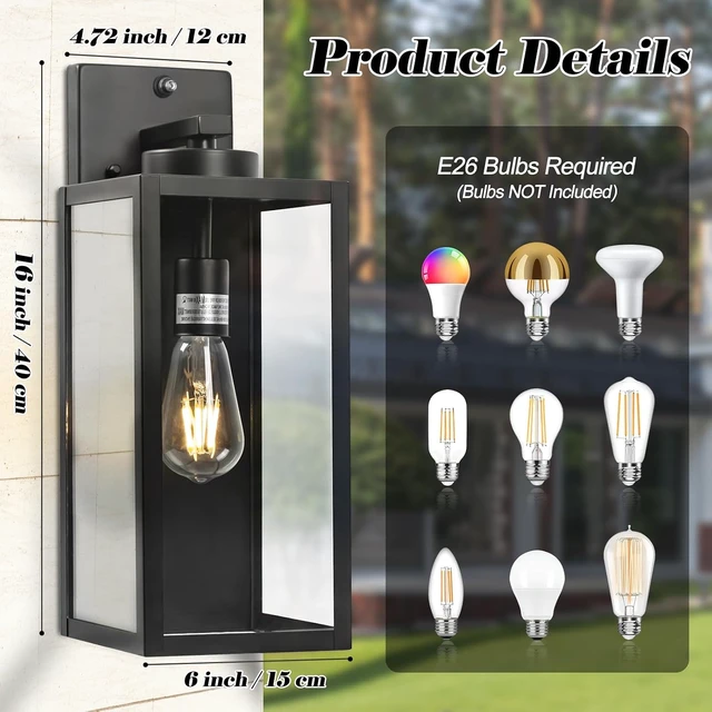 Alt view image 3 of 7 - 16" Dusk to Dawn Exterior Lighting Fixtures Wall Mount, Front Porch Lights