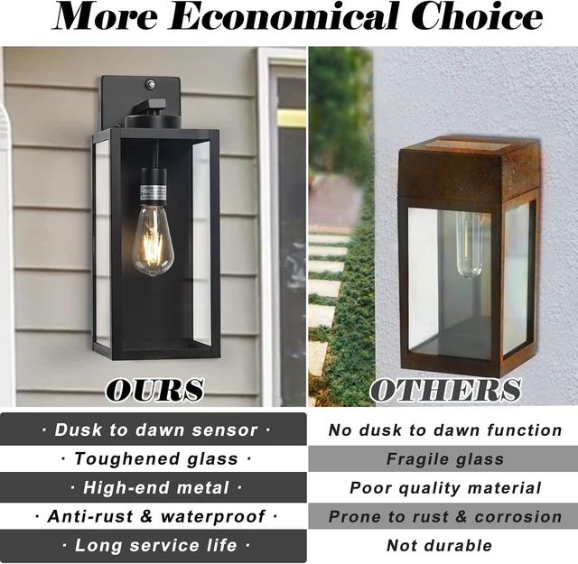 Alt view image 4 of 7 - 16" Dusk to Dawn Exterior Lighting Fixtures Wall Mount, Front Porch Lights