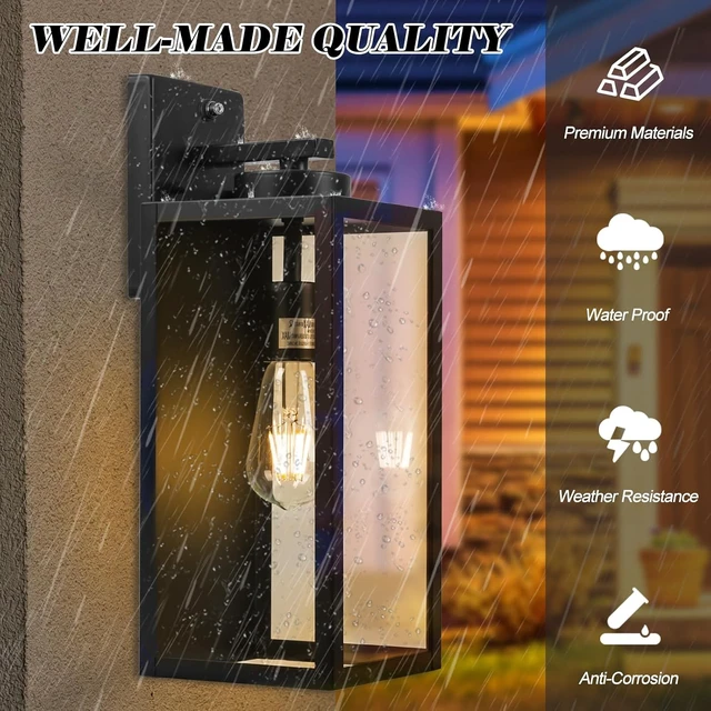 Alt view image 5 of 7 - 16" Dusk to Dawn Exterior Lighting Fixtures Wall Mount, Front Porch Lights